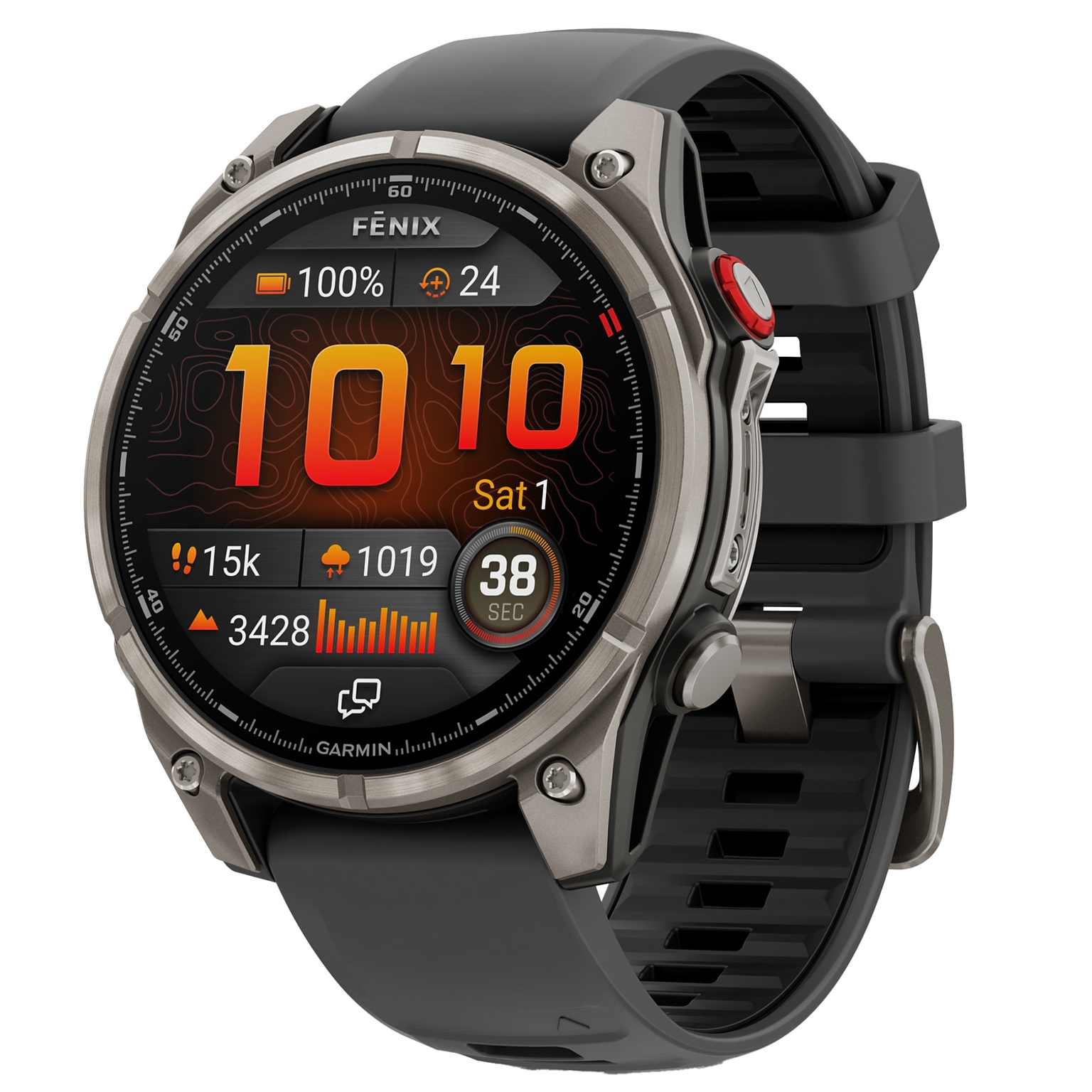 Garmin Fenix 8 Pro Multisport Smart Watch, GPS, 47mm, Titanium Case, Graphite/Black, Silicone Band (GRM0319810)