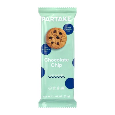 Partake Gluten Free Soft Chocolate Chip Cookie Snack Pack, 1.09 oz., 24/Pack (220-02418)