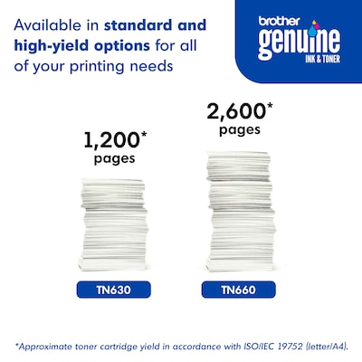 Brother TN-660 Black High Yield Toner Cartridge, Print Up to 2,600 Pages