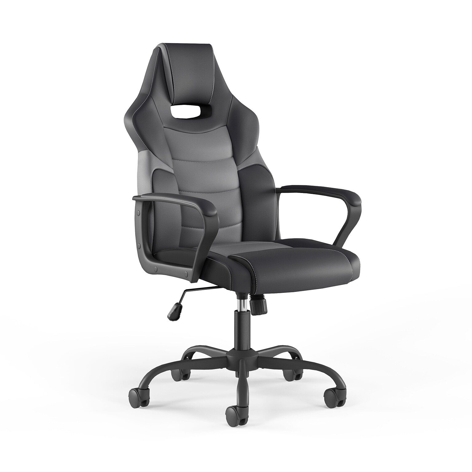 Quill Emerge Vector Luxura Faux Leather Gaming Chair, Black & Gray (61108)