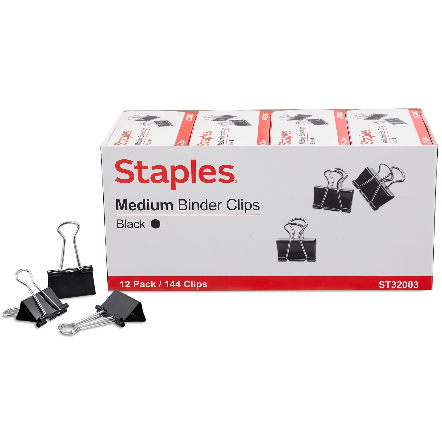 Staples® Medium Binder Clips, Medium, Black, 144/Pack (ST32003/32003)