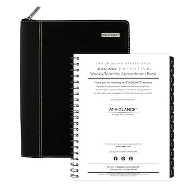 2027 AT-A-GLANCE Executive 8.25" x 11" Weekly & Monthly Appointment Book, Faux Leather Cover, Black (70-NX81-05-27)