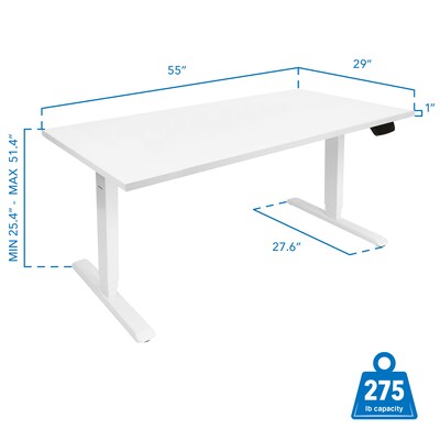 Mount-It! 55"W Electric Adjustable Standing Desk, White (MI-18067)