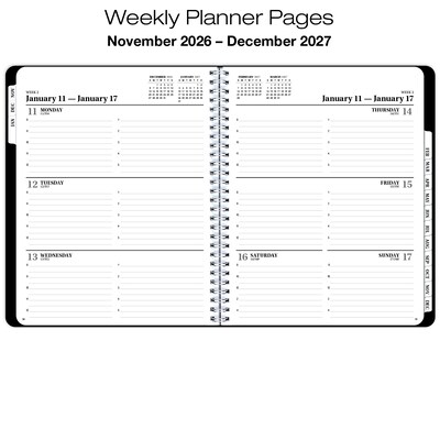 2027 Excello Brands 8.5" x 11" Weekly & Monthly Planner, Paperboard Cover, Black (ORY27-EXE811-BK)