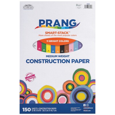 Prang Smart Stack 12 x 18 Construction Paper, Assorted Colors, 150 Sheets/Pack, 2 Packs/Bundle (PA