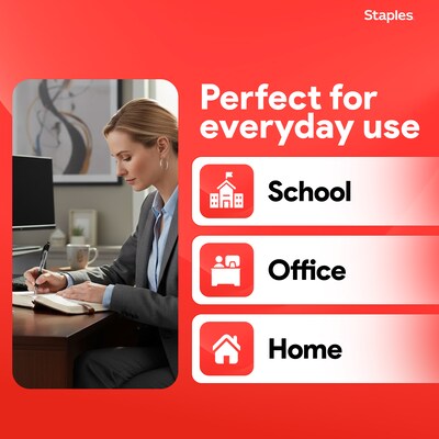 Staples® Retractable Ballpoint Pens, Fine Point, 0.7mm, Black Ink, Dozen (50786-CC)
