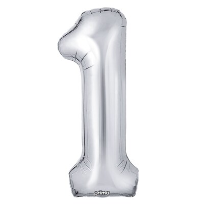 Party City (Air-Filled) 16 #1 Foil Balloon, Silver, 2/Pack (AM60050247-18)