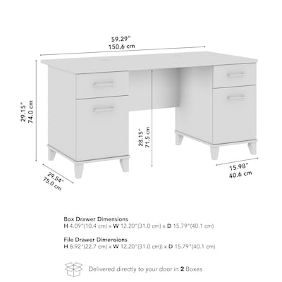 Bush Home Somerset 60" W Office Computer Desk with Drawers, Fresh Walnut (WC81328K)