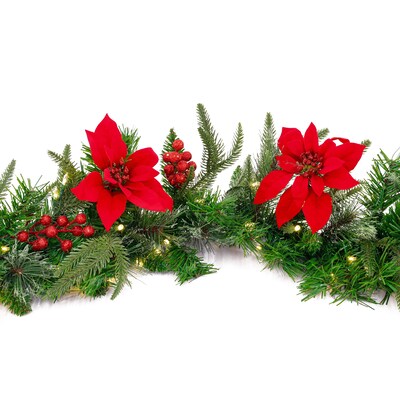 National Tree Company 4' Colonial Garland with Battery Operated LED Lights (QPECO8-301-4A-B)