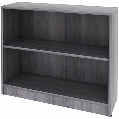 Lorell 30" 2-Shelf Bookcase with Adjustable-Shelves, Weathered Charcoal Laminate (LLR69630)