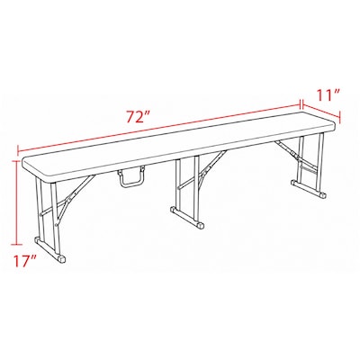 Regency Trestle Series Plastic 6' Commercial Grade Folding Bench, White (BENM7211WH)