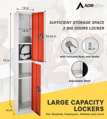 AdirOffice 72'' 2-Tier Red Storage Locker, 4/Pack (629-202-RED-4PK)