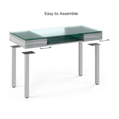 Union & Scale™ Prestige 47"W Glass Computer and Writing Desk, Gray (UN56948)