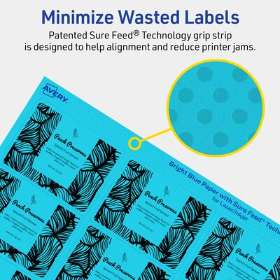Avery Laser/Inkjet Multipurpose Rectangle Labels, 2" x 2-5/8", Bright Blue, 150/Pack (94235)