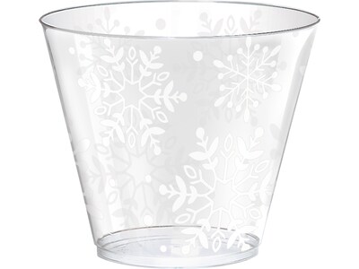 Amscan Snowflake Christmas Tumbler, Clear/White, 40/Pack (350645)