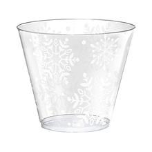 Amscan Snowflake Christmas Tumbler, Clear/White, 40/Pack (350645)