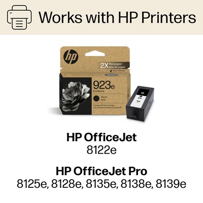 HP 923e EvoMore Black High Yield Ink Cartridge, Prints Up to 1,000 Pages (4K0T7LN)