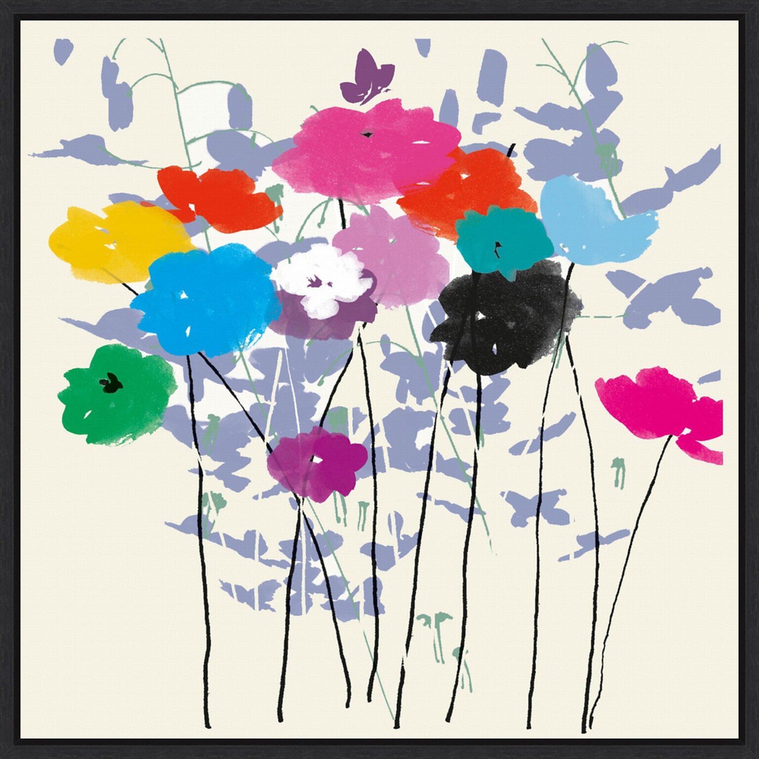 Amanti Art Multicolored Meadow Flowers by Jenny Frean Framed Canvas Wall Art Print, 30 x 30 (A42678027405)
