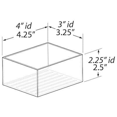 Azar Small Stackable Plastic Storage Bin, 2.5 x 4.25, Clear, 4/Pack (556731-4PK)