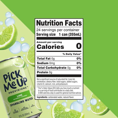Pick Me Up Provisions™ Lime Sparkling Water, 12 oz., 24 Cans/Carton (PM63524)