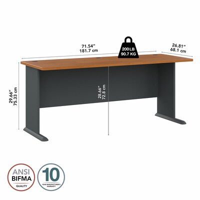 Bush Business Furniture Cubix 72"W Desk, Natural Cherry (WC57472)