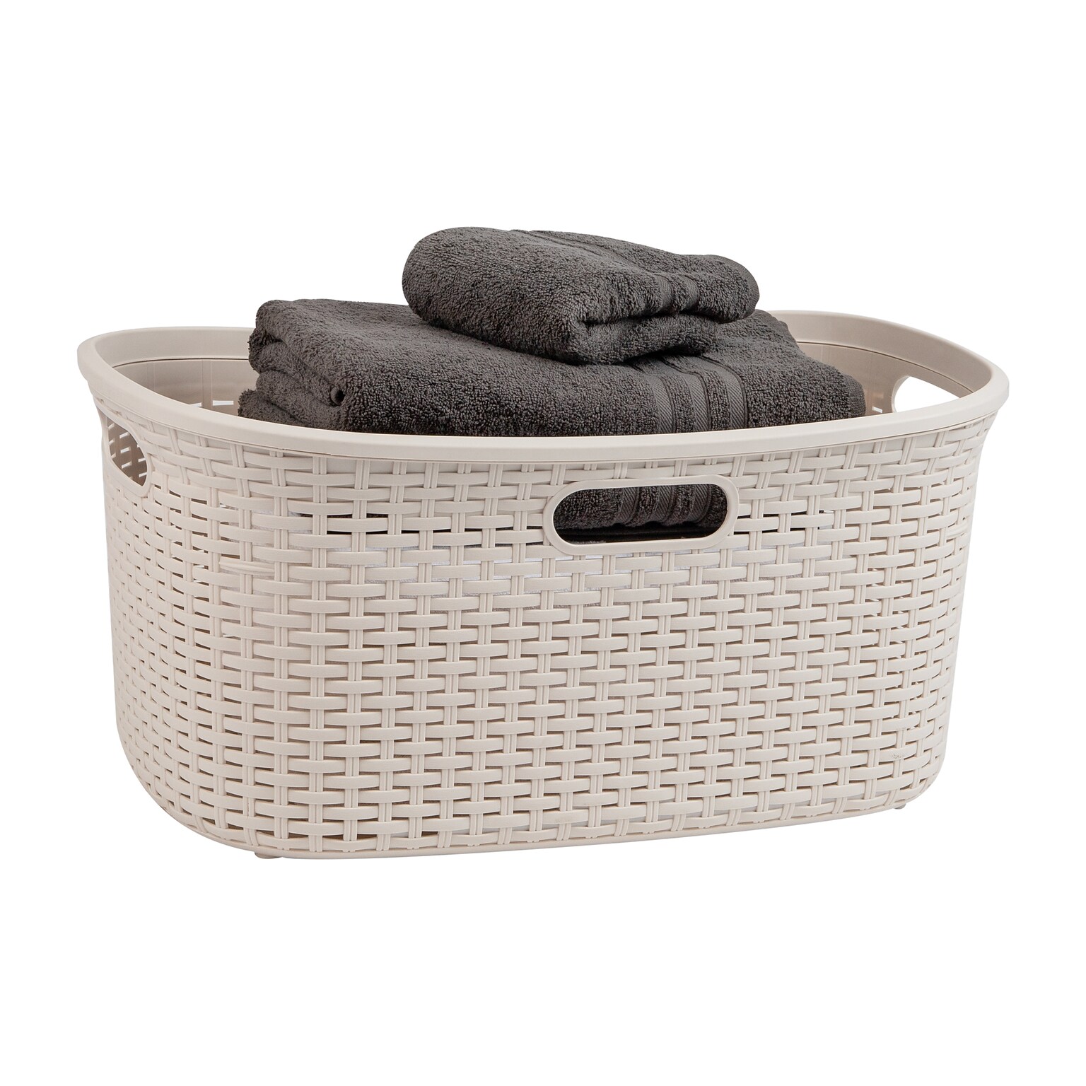 Mind Reader 10.57-Gallon Laundry Basket with Handles, Plastic, Ivory (40LBASK-IVO)
