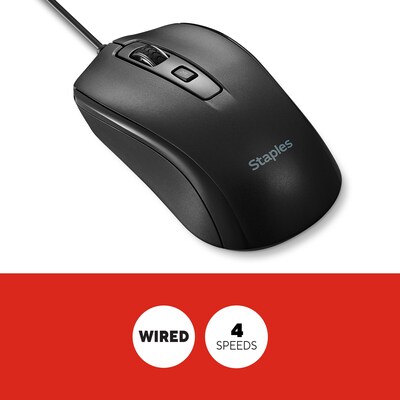 Staples TECH Ambidextrous Optical USB Mouse, Black (ST62598)