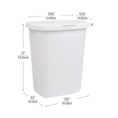 Mind Reader 13.21-Gallon Hamper with Lid, Plastic, White (50HAMP-WHT)