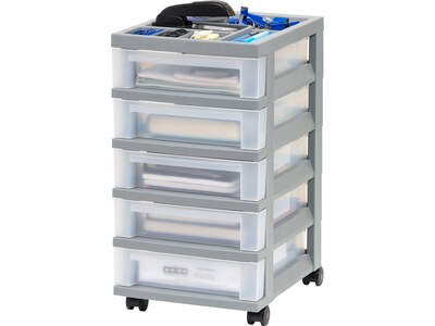 Iris 5-Drawer Storage Cart, Gray/Translucent White (585086)