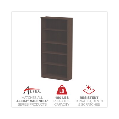 Alera Valencia Series Bookcase, Five-Shelf, 31 3/4w X 14d X 65h, Espresso (ALEVA636632ES)