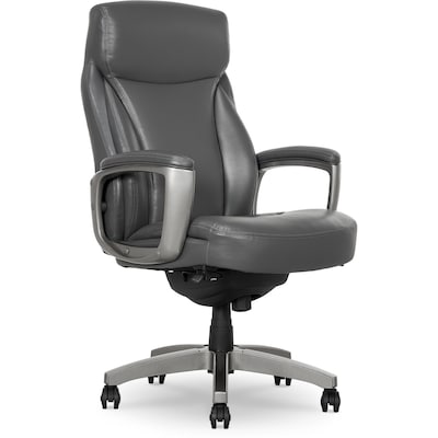 La-Z-Boy Arcadian Ergonomic Bonded Leather Swivel Executive Chair, Gray (51446)