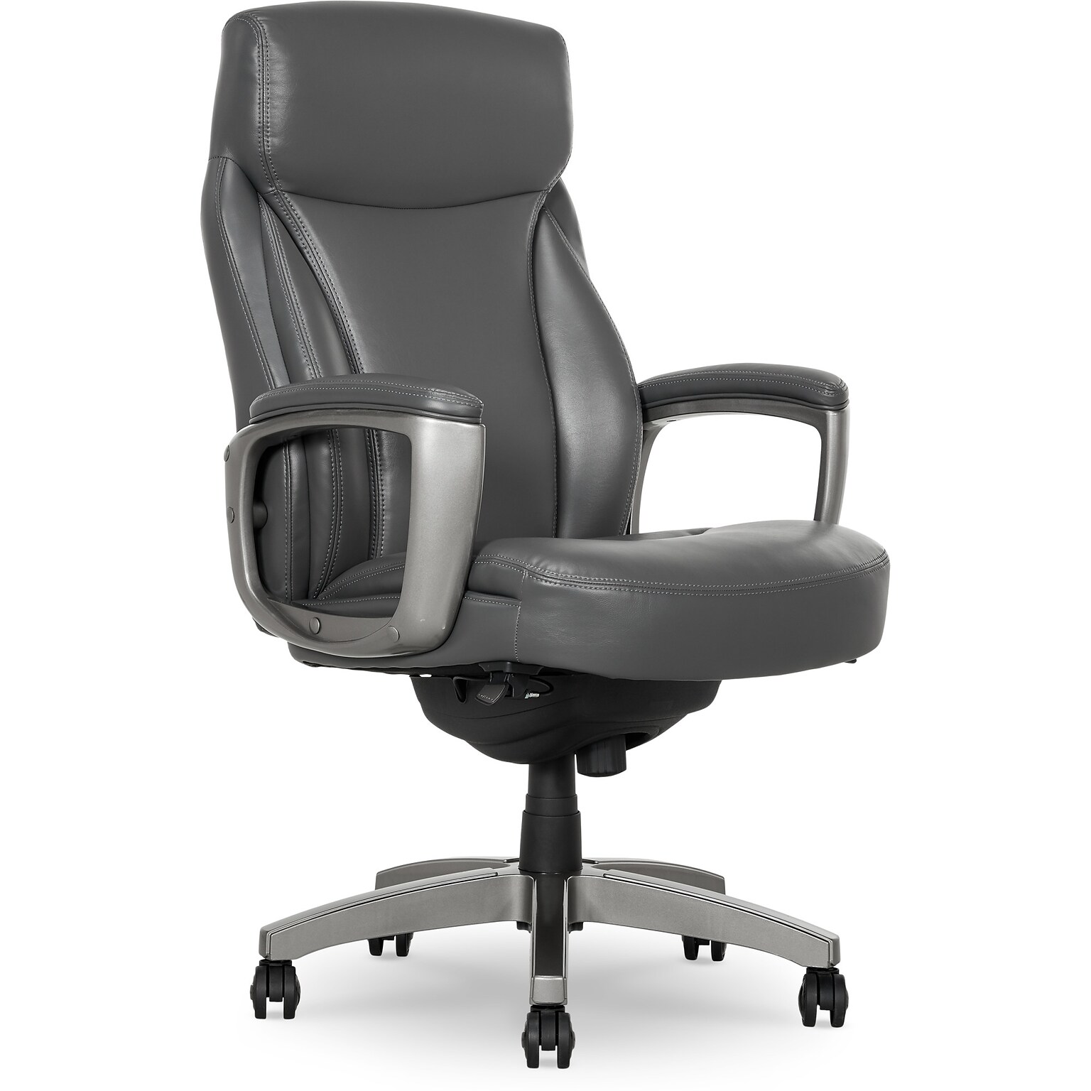 La-Z-Boy Arcadian Ergonomic Bonded Leather Swivel Executive Chair, Gray (51446)