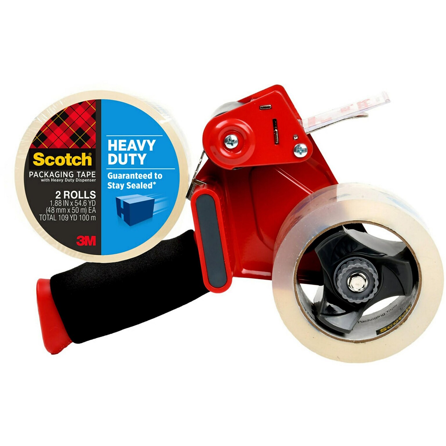 Scotch Heavy Duty Packing Tape with Dispenser, 1.88 x 54.6 yds., Clear (3850-2ST)