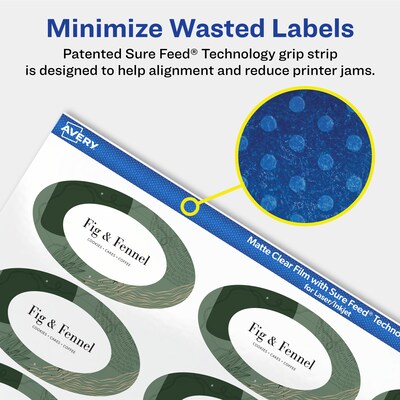 Avery Laser/Inkjet Oval Multipurpose Labels, 1-1/8" x 2-1/4", Clear, 210/Pack (94054)