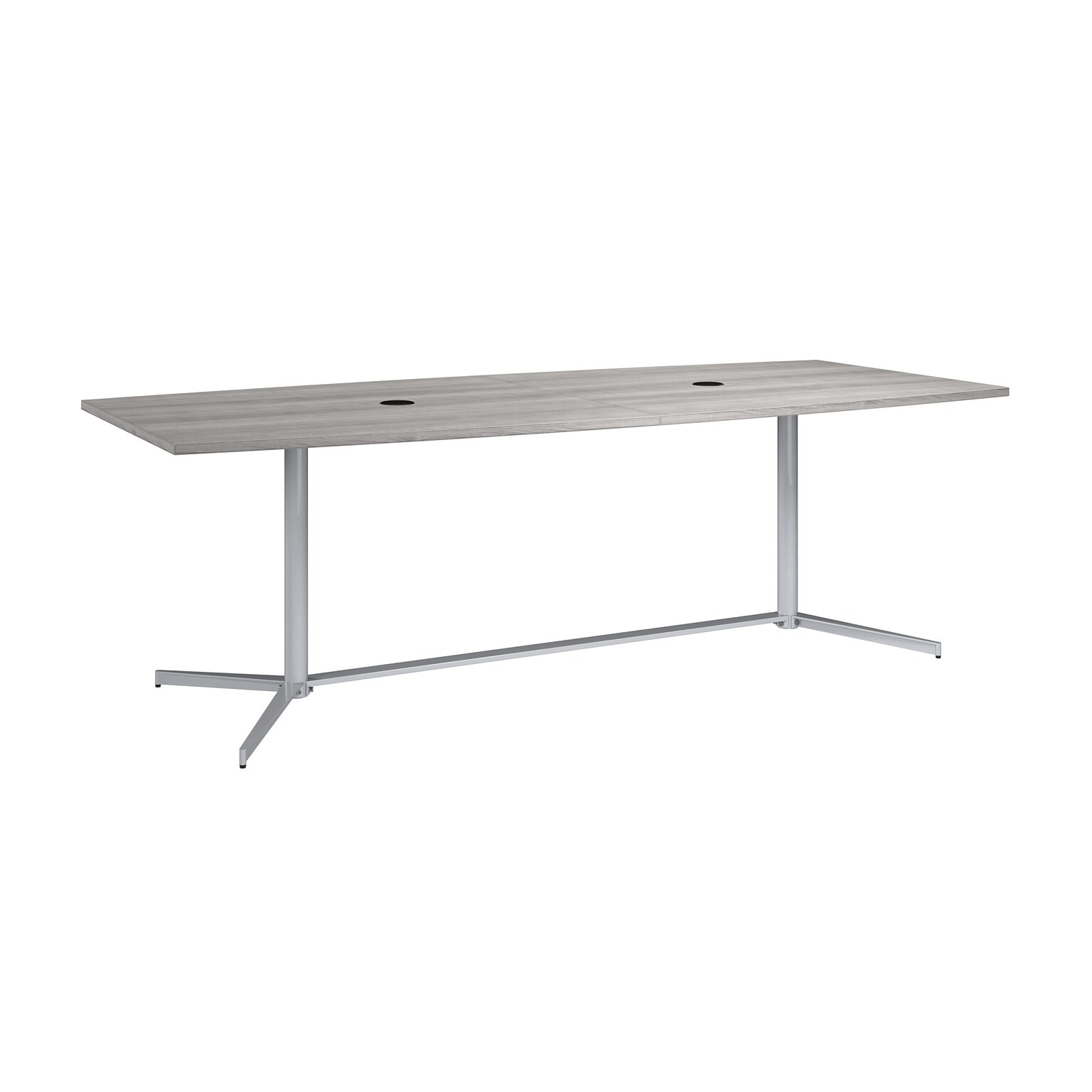Bush Business Furniture 96W x 42D Boat Shaped Conference Table with Metal Base, Platinum Gray (99TBM96PGSVK)
