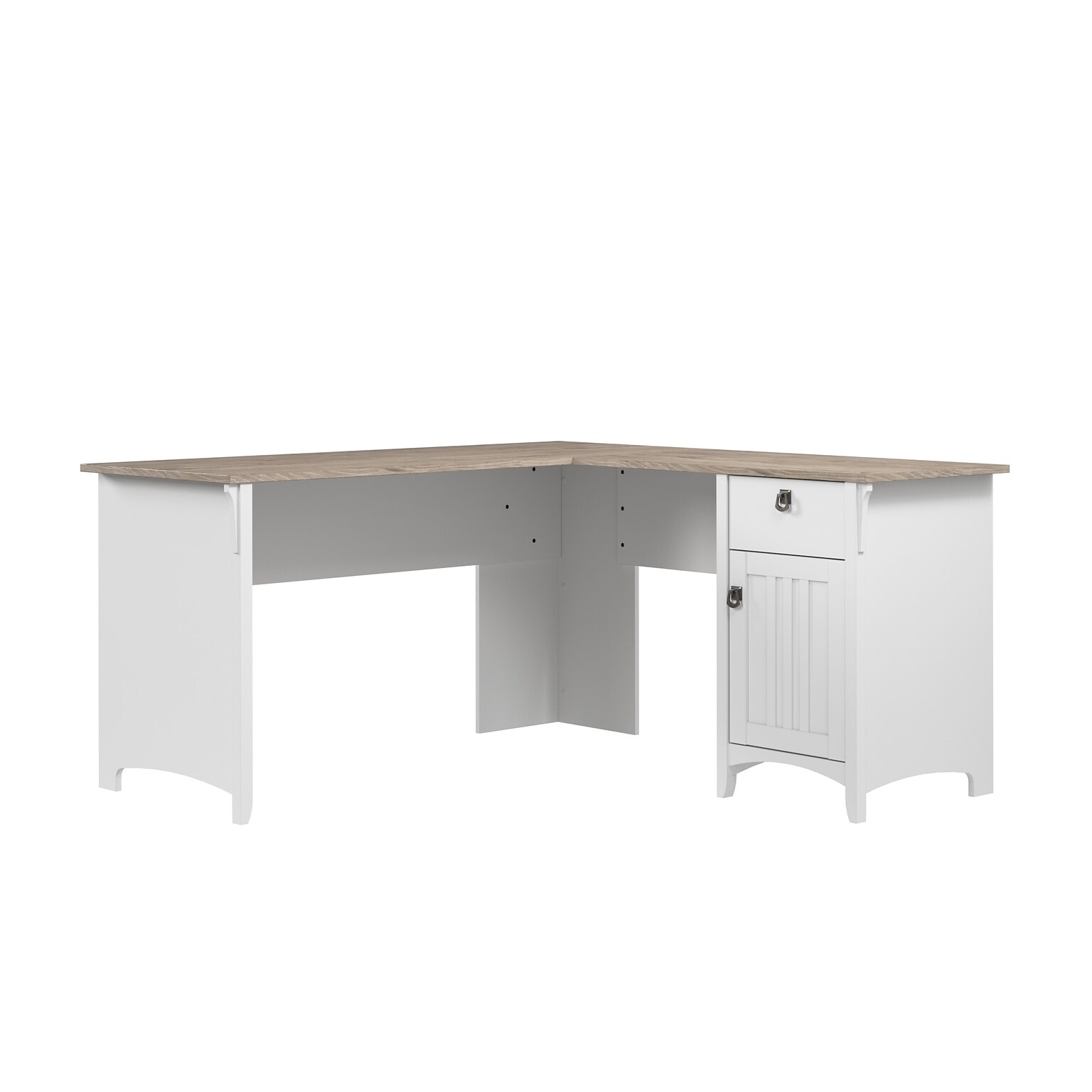 Bush Furniture Salinas 60 L-Shaped Desk, Shiplap Gray/Pure White (SAD160G2W-03)