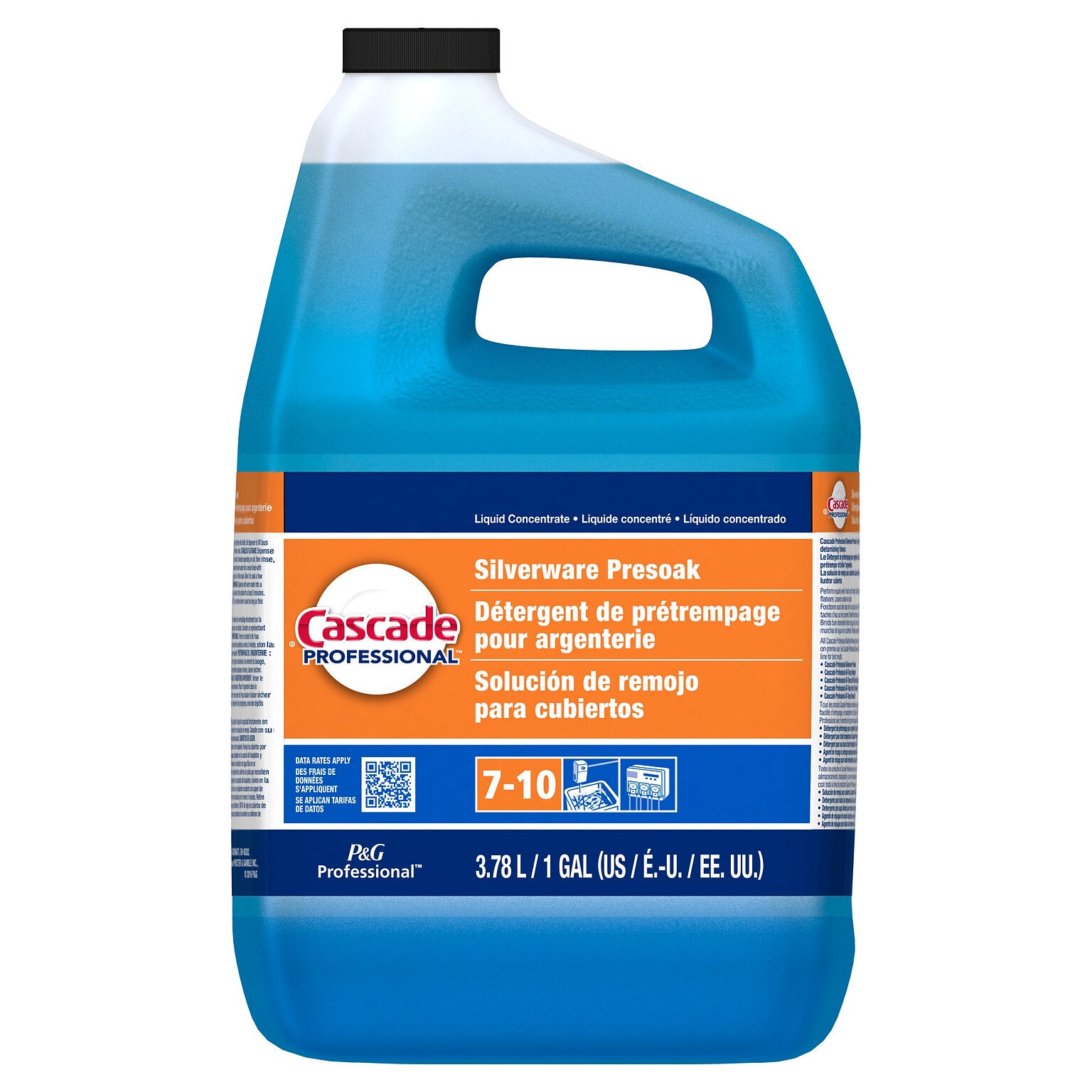 Cascade Professional Silverware Presoak Dishwasher Detergent Liquid, Unscented, 128 oz. (71188)
