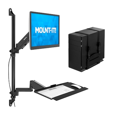 Mount-It! Adjustable Monitor Wall Mount Workstation, Up to 32", Black (MI-7991)