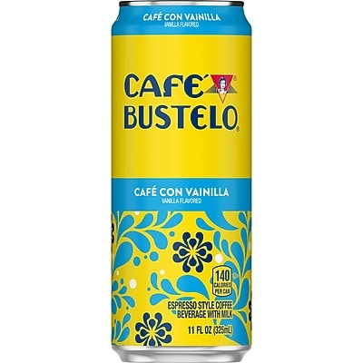 Café Bustelo Ready to Drink Café con Vainilla Liquid Coffee, Espresso Roast, 11 oz., 12 Cans/Carton (62917)