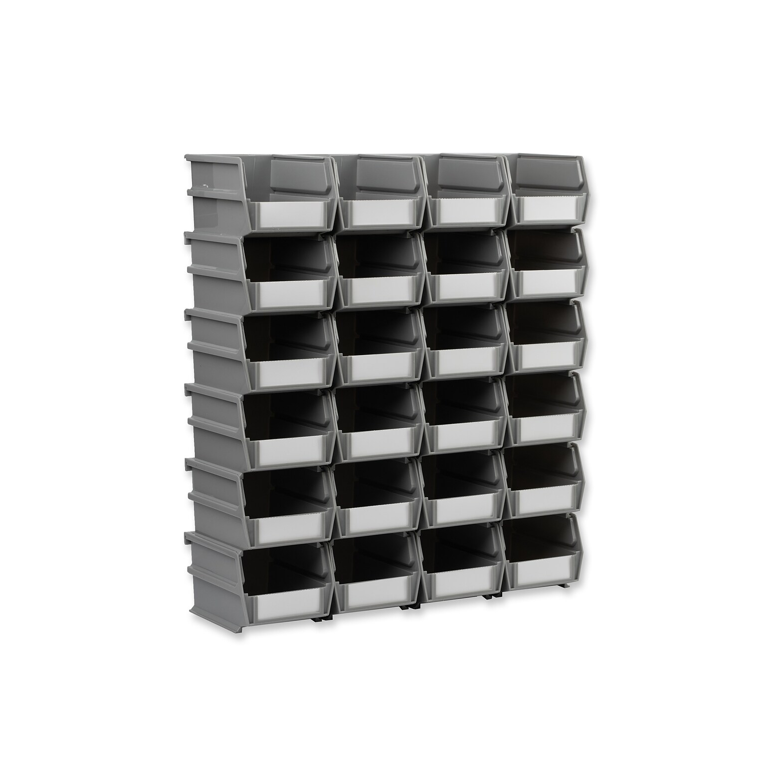 Triton Products LocBin Small Stackable Plastic Storage Bin, 3 x 4.125x 5.375, 1.15 Qt., Gray, 24/Pack (3-210GR)