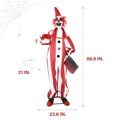 Haunted Hill Farm Lifesize Animatronic Clown Holding Knife (HHCLOWN-36FLSA)