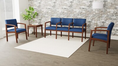 Lesro Lenox Wood Vinyl Guest Chair, Patriot Plus Imperial Blue/Natural (LW1101.WNA-01PPIB)