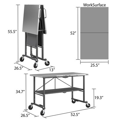 Cosco SmartFold Stainless Steel Folding Workbench, 600 lb. Capacity, Silver (66771DKG1E)