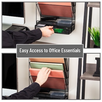 Mind Reader 7-Compartment Metal Desk Organizer, Black (MAGROUND-BLK)