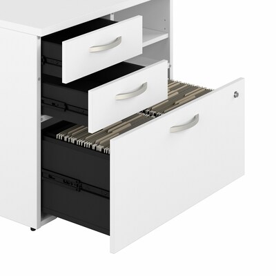 Bush Business Furniture Studio A 26" Office Storage Cabinet with 2 Shelves and Drawers, White (SDF130WHSU-Z)