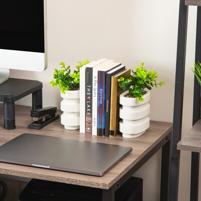 Mind Reader Concrete Book Ends, 5", White, 2/Set (OVBPLANT-WHT)