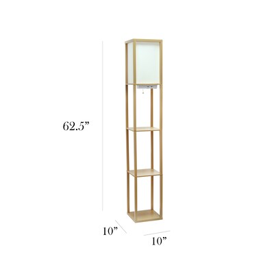 Simple Designs Etagere Organizer 62.5" Floor Lamp with Rectangular Shade, Tan (LF1037-TAN-CCLB)