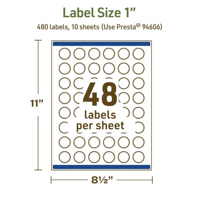 Avery Dissolvable Burst Multipurpose Labels, 1", Off-white, 480/Pack (94606)