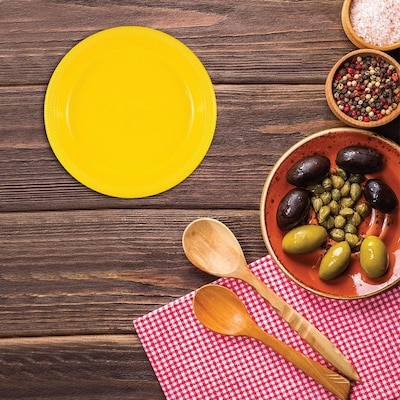 JAM Paper 7" Plastic Plates, Yellow, 80/Pack (255321940g)