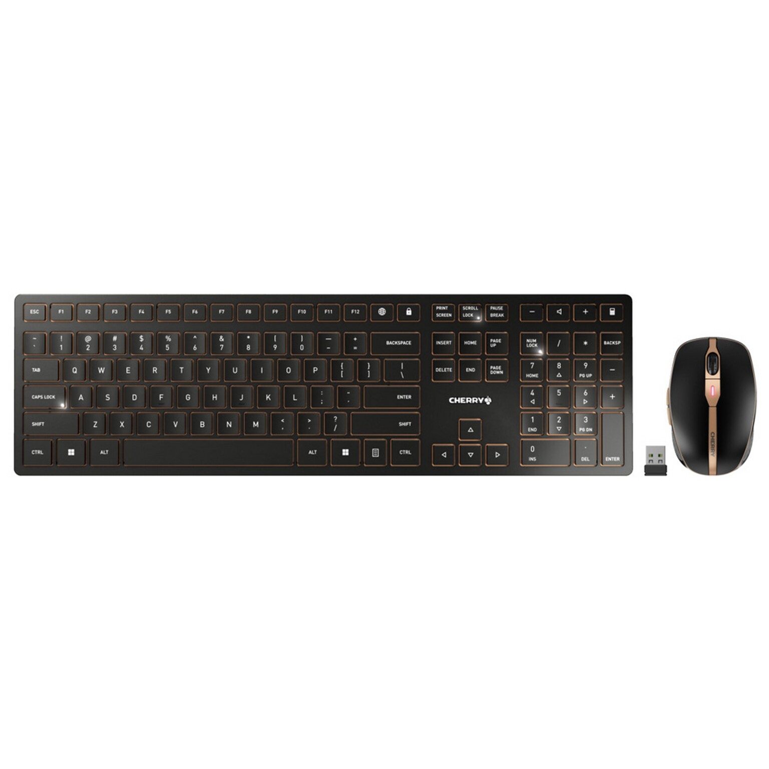 Cherry DW 9100 Slim Wireless Keyboard and Optical Mouse Combo, Black/Bronze (JD-9100US-2)